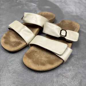 Vionic Women’s Size 8 Sandals | Beige Double Strap Slide Comfort Orthotic Shoes